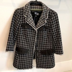 Worth by W jacket in gingham plaid with fringe